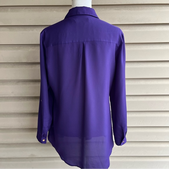 •Coldwater Creek• Lightweight Purple Tab Sleeve Blouse - Size Small - Picture 6 of 10